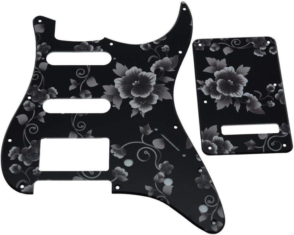 Dopro Strat HSS Guitar 3D Printed plastic pickguard ST Back Plate Tremolo Cover for USA/Mexican Fender Strat Flower Pattern