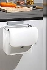 Compost Bin Kitchen for Countertop or Under Sink, 2.6 Gallon Hanging Small Trash Can with Lid, Garbage Can for Cabinet Door, Indoor/outdoor Food Waste Bin for Kitchen, Bathroom, RV, Office, White