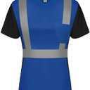 TCCFCCT Safety Shirt for Women, Class 3 Safety Shirts for Women with Reflective, Hi Vis Shirts for Women Construction Work, Night Working, Quick Drying, WP-Blue-DX S, Pack of 3