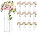 Geetery 12 Pieces Tall Acrylic Vase Wedding Centerpieces Clear Flower Stand Column Geometric Floral Vase Elegant Display Holder for Birthday Party Wedding Table Decorations (28 Inch)