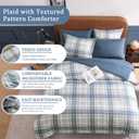 AMBERSPACE Full Size Comforter Sets, Blue Grey Plaid Bedding Set 7 Piece for Boys Girls Teen, Classic Homestead-Style Kids Comforter Set Bed in A Bag with Sheets, Pillowcases & Shams