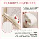 Women Men Plush Strawberry Slippers Cute Fuzzy Slippers Non-Skid Winter Warm Cozy House Indoor Outdoor Shoes, 9-10