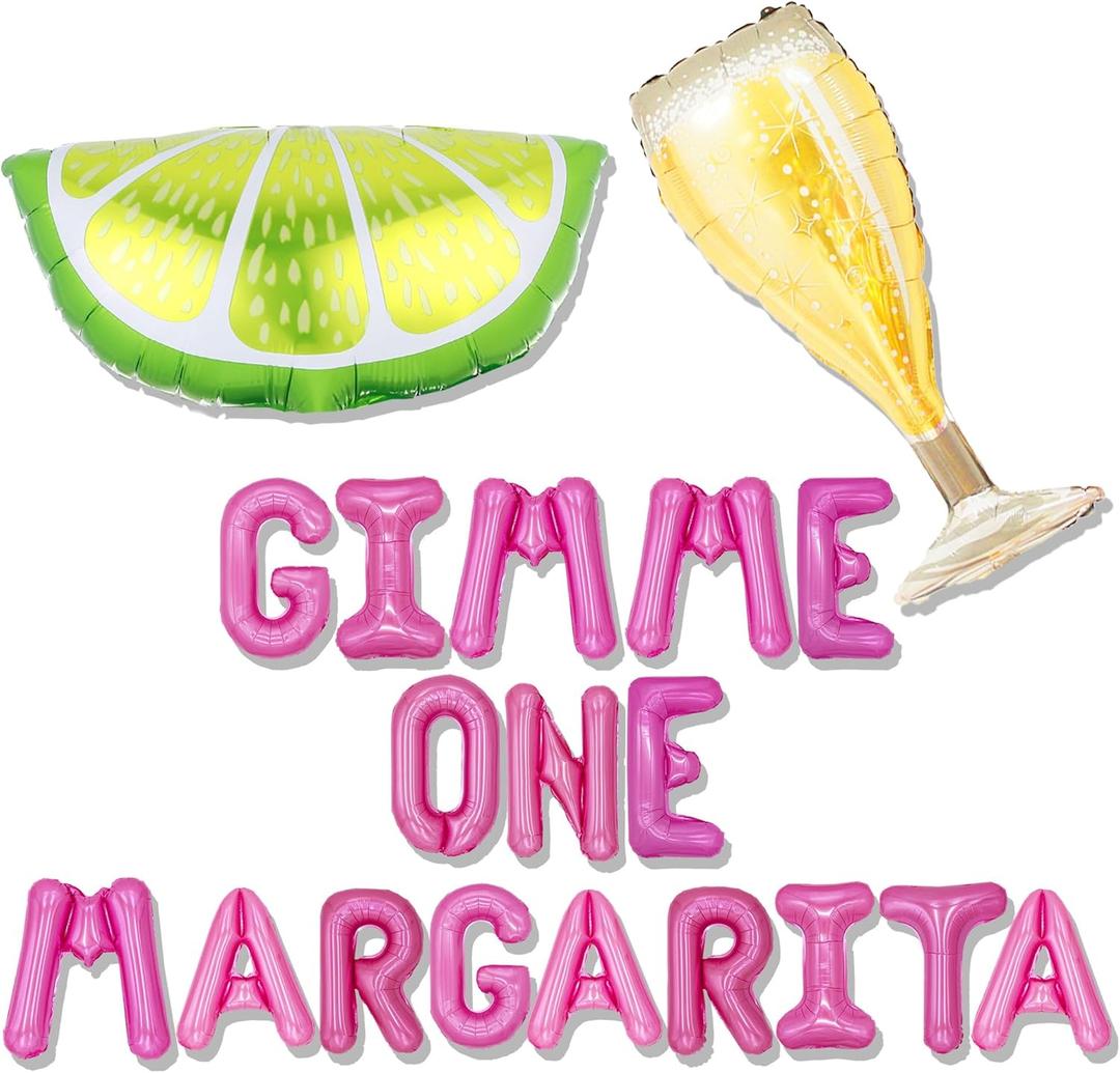 Hot Pink Gimme One Margarita Balloon Pink Margarita Party Decorations Margs and Matrimony Theme Party Decorations Big Birthday Balloons