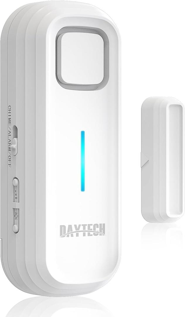 DAYTECH Fridge Door Alarm with Delay 1/2/3/4 mins Adjustable Close Windows Reminder 0-120 dB Refrigerator Alert Wireless Door Ajar Chime for Freezer Fridge Home 1 Set White