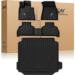 3W Floor Mats & Cargo Liner Custom Fit for BMW X5 2019-2024 2025 2026 40i/45e/50e/50i/M/M50i/M60i TPE All-Weather Full Set Heavy Duty Floor Liner and Trunk Mat Accessories (Only for 5 Passenger)