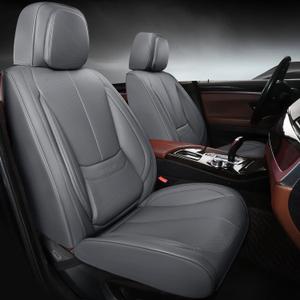 Car Seat Covers, Leather Seat Covers for Cars Full Set, Waterproof and Breathable Suitable for Most SUV/Truck/Sedan/Automotive 2 Pack (Grey)