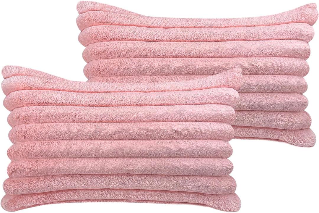 12x20 Throw Pillow Covers Set of 2, Decorative Faux Fur Covers for Bed, Couch Soft Fluffy Pillow Cover with Velvet Back for Living Room, Neutral Home Dcor Accent for Sofa - Pink