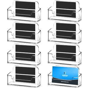 Magnetic Business Card Holder Business Card Display Clear Desk Holder for Office Desk Home Office(4 Pcs)