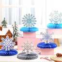 Sinmoe 9 Pcs Winter Wonderland Party Decorations 3D Snowflake Honeycomb Centerpieces for Table Winter Table Decorations for Holiday Birthday Baby Shower Party Supplies