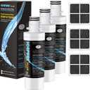 ICEPURE PLUS ADQ747935 NSF/ANSI 53 Certified Replacement for LG LT1000P MDJ64844601, Kenmore Elite 9980, LT1000PC ADQ74793501 LT1000 RWF4700A RWF4700AB Refrigerator Water and LT120F Air Filter,3Combo