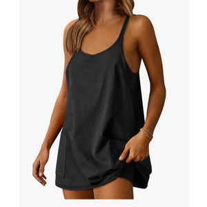ANRABESS Women Athletic Dress Summer Tennis Workout Active Sports Mini Romper Dress Built in Shorts Travel Vacation Clothes, Large