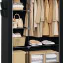 Portable Closet, 48 Inch Large Capacity Wardrobe Closet, Clothes Storage Organizer with Shelves and Hanging Rod, Easy to Assembly, Black PCT221B01