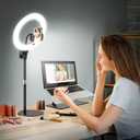 10'' Desk Ring Light with Stand – Zoom Lighting with Phone Holder for Computer・Video Calls・Conference – CRI95 LED Adjustable Circle Light, 10'' Large Lamp Head, Content Creator Friendly