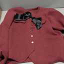 Saodimallsu Womens Button Down Cropped Cardigan Sweaters Cute Bow Long Sleeve Crew Neck Knit Sweater Jacket Coat (X-Large, Burgundy)