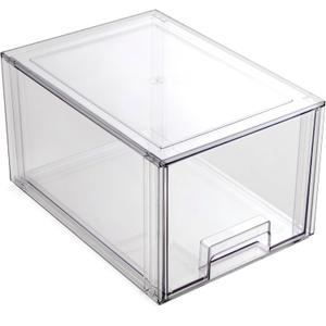 BINO | Stackable Storage Drawers, Tall Small - Clear | THE CRATE COLLECTION | Storage Bins With Drawers Bathroom Organizers and Storage Organization and Storage Under Sink Organizer Vanity Cabinet