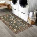 Cute Botanical Bathroom Rugs Non Slip, Ultra Thin Strawberry Thief Abstract Art 2x3 Small Rugs, Green Tropical Floral Leaves Throw Area Rug for Bedroom Kitchen Indoor Entrance Entryway Rug Washable