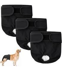 Reusable Dog Diapers Female Washable, Premium Doggie Diaper for Dogs, Pack of 3, Highly Absorbent Small Dog Diaper for Heat, Incontinence and Puppy Training(S)