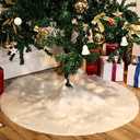 Tatuo White Faux Fur Christmas Tree Skirt Snow Tree Skirts for Christmas Holiday Decorations (50 cm)