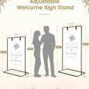 Wedding Welcome Sign Stand, Welcome to our Wedding Sign Holder, Black Easel Stand for Sign Poster With Design Bundle & Ground Stakes & Leather Sign Hanging Straps, Linen Sign Stand for Wedding Decor