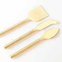 Long Handle Gold Cheese Knife Set of 3 Beautiful Appetizers n Charcuterie Utensils Pronged n Flat & Parmesan Knives