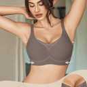 Avidlove Wireless Bras for Women No Underwire V Mesh Bralette Seamless Comfortable Bra Push Up Full Coverage Everyday Bras (Large, Dark Grey)