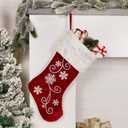 XAMSHOR Velete Christmas Stocking Red 19 Inches Embroidery Gift Holders for Party Holiday Decorations Ornaments