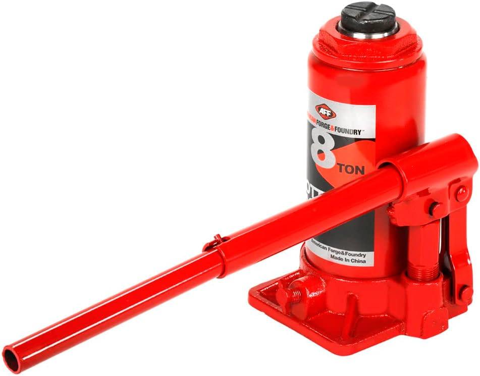 AFF Heavy Duty 8 Ton Bottle Jack, Manual, Machine Hardened Steel Saddles, Centered Pumps and Rams, 3508