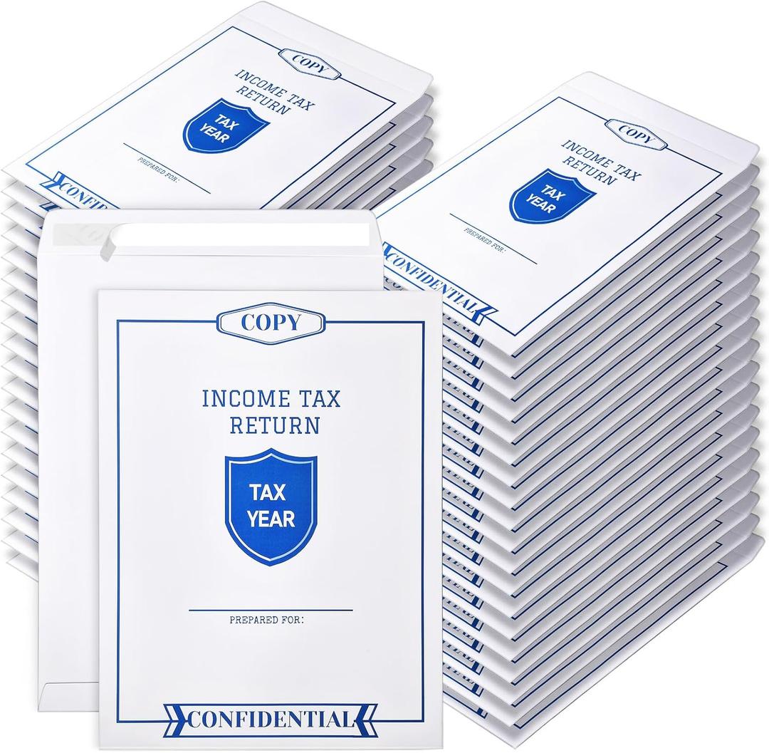 Skyygemm 100 Pcs Income Tax Return Envelopes for Tax Preparers 9 x 12 Inches Open End White Envelopes Large Mailer for Office Business Legal Documents Catalog Paper Mailing