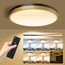 13 Inch Flush Mount Ceiling Light with Remote Control & Night Light, 5CCT Dimmable Ceiling Light Fixture, 25W 2500LM 2700K-6500K Adjustable LED Ceiling Lights for Bedroom Kitchen Living Room (Black Gold)