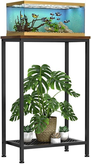 10 Gallon Fish Tank Stand, 2-Tier Small Aquarium Stand, Metal Reptile Breeder Turtle Terrarium Stand Rack Plant Stand for Home Office, Load 350lbs, 20.86" L x 11.81" W x 32.08" H, Black