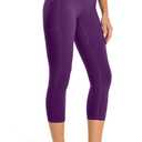 Colorfulkoala Women's High Waisted Yoga Capris 21" Inseam Leggings with Pockets (Deep Violet)