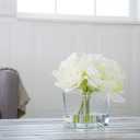 Lilies Floral Centerpiece - Five Cream-Colored Lily Blossoms in a Clear Glass Bowl with Fake Water - Artificial Flowers in Vase by Pure Garden (Cream) (8.5")