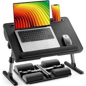 HUANUO Laptop Bed Desk, Computer Lap Tray for Couch Sofa Floor, Foldable Table with Height Adjustment & 35° Adjustable Tilt Angle for Working, Eating, HNLD19