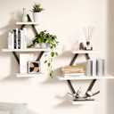 Floating Wall Shelves, Set of 2, White | 3-Tier Hanging, Wall Mounted, Sturdy & Durable, For Bathroom, Living Room, Bedroom, Kitchen, Office