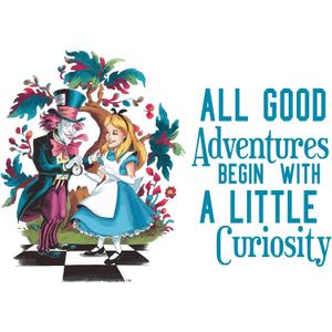 Cute Cartoon Alice and Hatter Man Mad Hatter Cheshire Cat Alice in Wonderland Adventurous Creative Minimalist Cartoon Girls Boys Kid Room Design Nursery Fun Home Vinyl Decoration Size (26x24 inch)