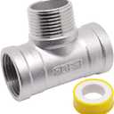 1" NPT Male x 1" NPT Female x 1" Female Pipe Fitting, 304 Stainless Steel Tee Pipe Fittings, 3 Way T Shaped Connector, Male Branch Tee, 1 Pack