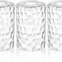 3 Pcs Clear Hammered Glass Shade Replacements for Pendant Light Fixtures Glass Lamp Shade Cover, 1-5/8 Inch Fitter E26 Base, 4"w x 6"h, Replacement Lamp Globe for Chandelier Wall Sconce