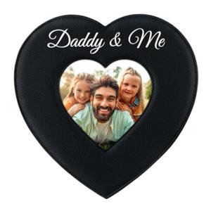 PETCEE Daddy and Me Picture Frame- 4 x 4 Heart Christmas Keepsake Gifts for Dad Daddy Picture Frame Gifts from Daughter Christmas Thanksgiving Birthday Valentines' Day Fathers' Day Gift for Dad Pack Of 2