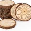 Ilauke Wood Slices with Bark, 10 Pcs 3.5''-4'' Unfinished Natural Wood Rounds Craft kit, Wood Circles for Arts Paint DIY Coasters Ornaments Christmas Crafts Rustic Wedding Decorations