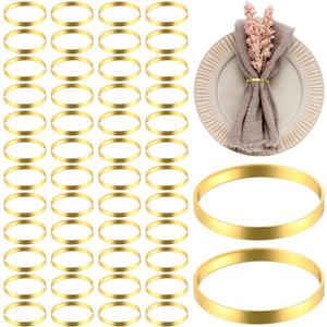 Metal Napkin Ring Holders, 100PCS Napkin Rings Bulk Round Gold Napkins Holder Napkins Ring Modern Serviette Buckles for Wedding Dinners Anniversary Birthday Dinners Party of Table Setting