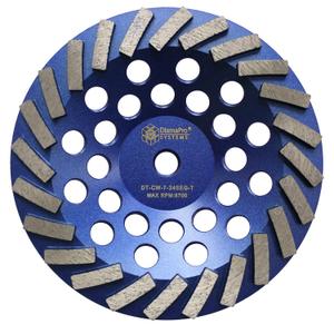 DT-CW-7-24SEG-T Threaded 7 Inch 24 Segment Turbo Concrete Grinding Cup Wheel for Grinding, Leveling, & Removing Glue/Coating