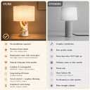 WMK Marble Lamp Cordless, Rechargeable Marble Touch Lamp with 3 Color, Pleated Fabric Lampshade Stepless Dimming, Luxury Natural Calacatta Viola Stone Table Lamp for Bedroom, Living Room (Dual Light)
