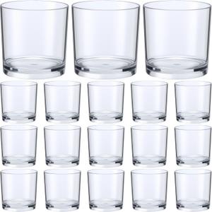 Gerrii 18 Pcs Clear Plastic Tumblers Drinking Cups Reusable Unbreakable Juice Acrylic Glasses Dishwasher Safe Plastic Glasses for Adults Picnic Party Kitchen (12 oz,Classic)