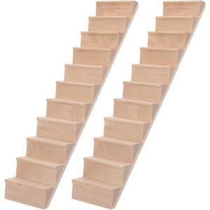 NUOBESTY 2pcs Dollhouse Stairs Miniature Wooden Staircase DIY Accessory for 1:12 Scale Dollhouse Furniture Accessories and Decorations