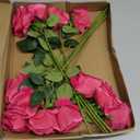 uxcell 12 Pcs Rose Red Roses Artificial Flowers, Velvet Rose Real Touch Fake Roses with Stems for Home Decor Wedding Bouquet Hotel Office Decor
