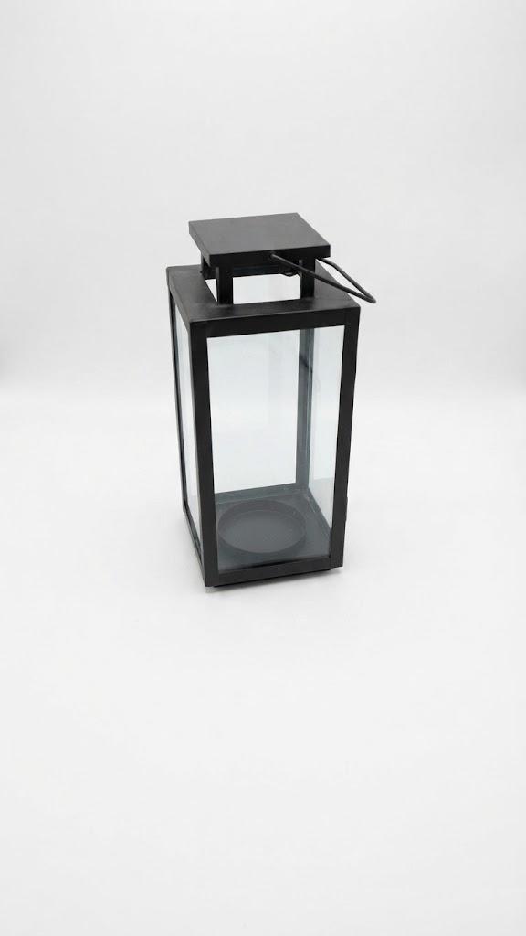 Modern Black Metal Glass Candle Lantern 12" (Decorative Home & Patio Decor)