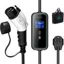iDiskk Level 2 EV Charger for Tesla, 16Amp 240V Smart Home Electric Car Charger, NEMA 6-20, IP65 Waterproof Home EV Charging Station with 25ft Cables, with LCD Screen for All J1772 EVs