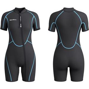 Seaskin Mens 3mm Shorty Wetsuit Womens, Full Body Diving Suit Front Zip Wetsuit for Diving Snorkeling Surfing Swimming, X-Small