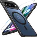 OWKEY for Google Pixel 10/10 Pro Case Compatible Magsafe with Tempered Glass, [Shockproof Military] Magnetic Translucent Slim Bumper Cover Protective Phone Case for Pixel 10/Pixel 10 Pro, Black