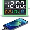 Digital Alarm Clock, with 5.5" Large LED Time Display, Adjustable Alarm Volume, 6 Level Brightness, Alarm Settings, USB Charger, Temperature Detect, Snooze, Clocks for Bedroom, Bedside, Desk, Green